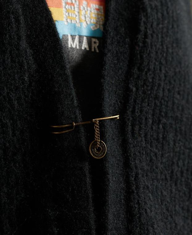 mujer Superdry negro cárdigan en mezcla de alpaca 2R68Z6600