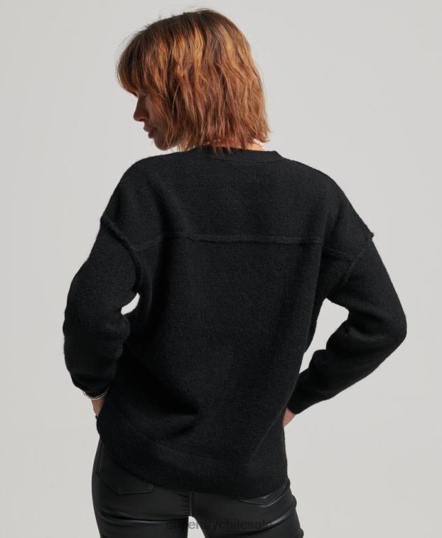 mujer Superdry negro cárdigan oversize con cuello en V 2R68Z3965