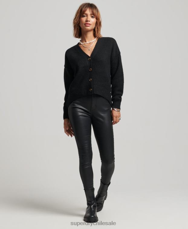 mujer Superdry negro cárdigan oversize con cuello en V 2R68Z3965