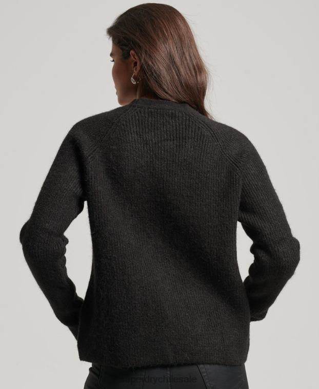 mujer Superdry negro cárdigan supersuave esencial 2R68Z3962