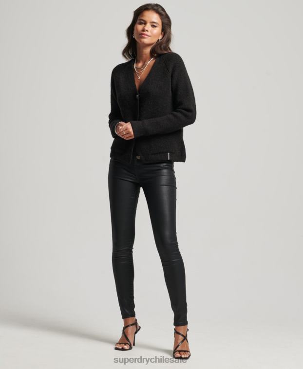 mujer Superdry negro cárdigan supersuave esencial 2R68Z3962