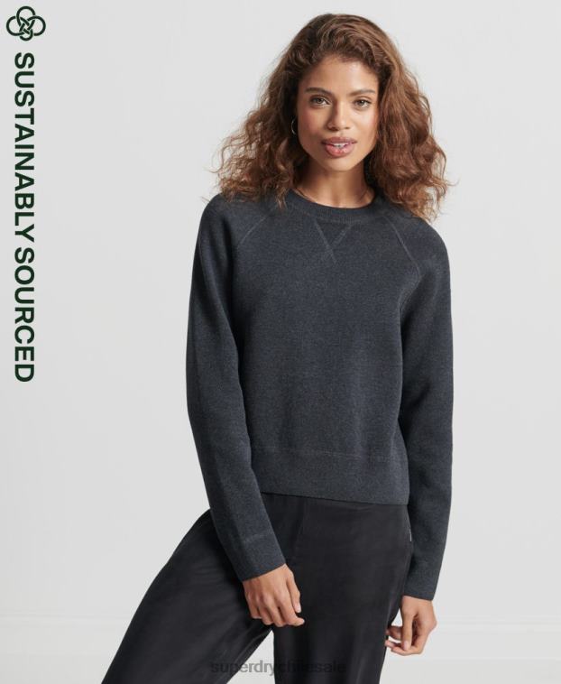 mujer Superdry negro jersey básico de algodón orgánico 2R68Z6642