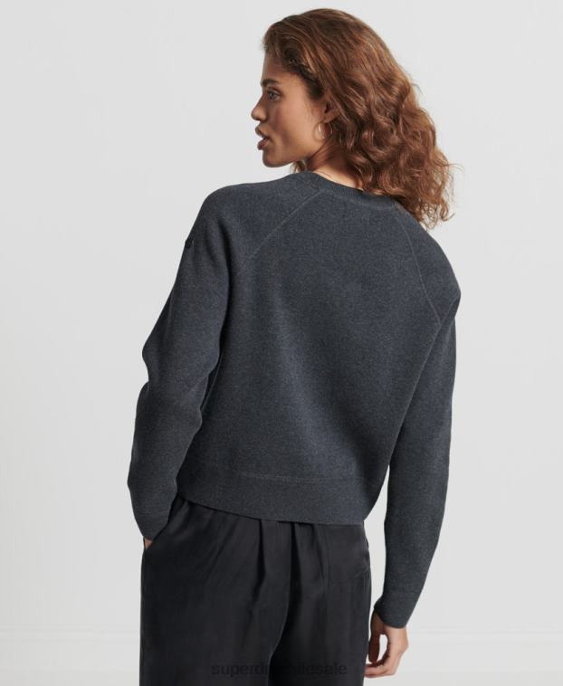 mujer Superdry negro jersey básico de algodón orgánico 2R68Z6642