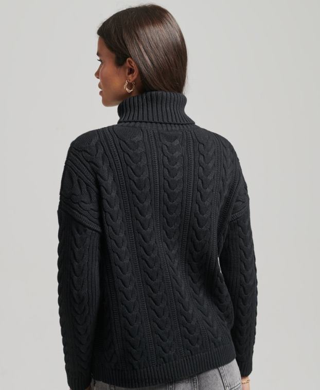 mujer Superdry negro jersey con hombros caídos y cuello vuelto 2R68Z4001