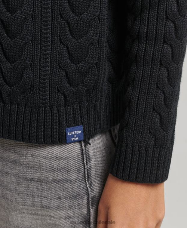 mujer Superdry negro jersey con hombros caídos y cuello vuelto 2R68Z4001