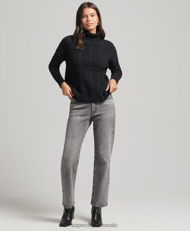 mujer Superdry negro jersey con hombros caídos y cuello vuelto 2R68Z4001