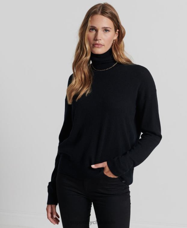 mujer Superdry negro suéter con cuello vuelto 2R68Z4029