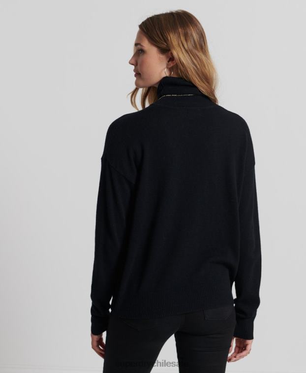 mujer Superdry negro suéter con cuello vuelto 2R68Z4029