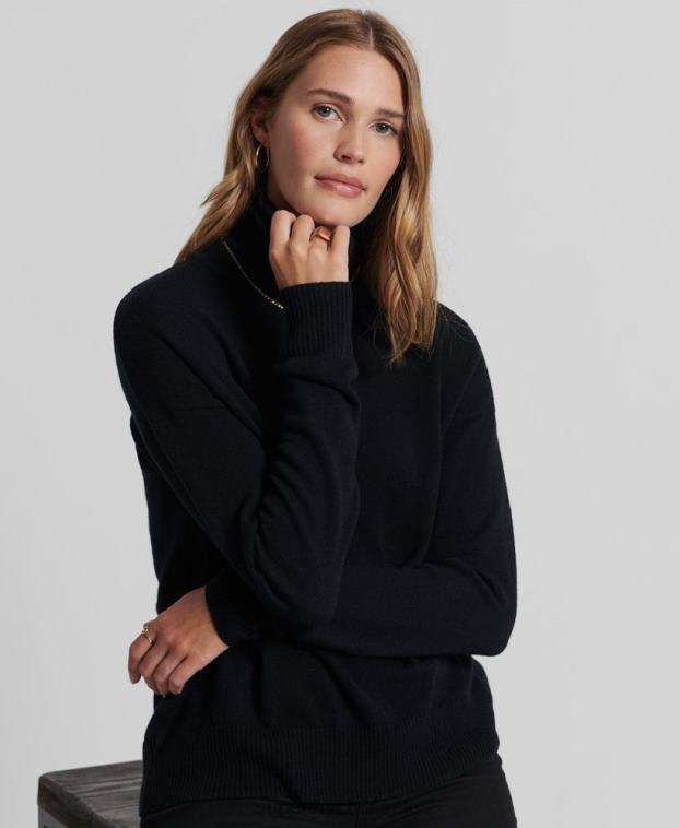 mujer Superdry negro suéter con cuello vuelto 2R68Z4029