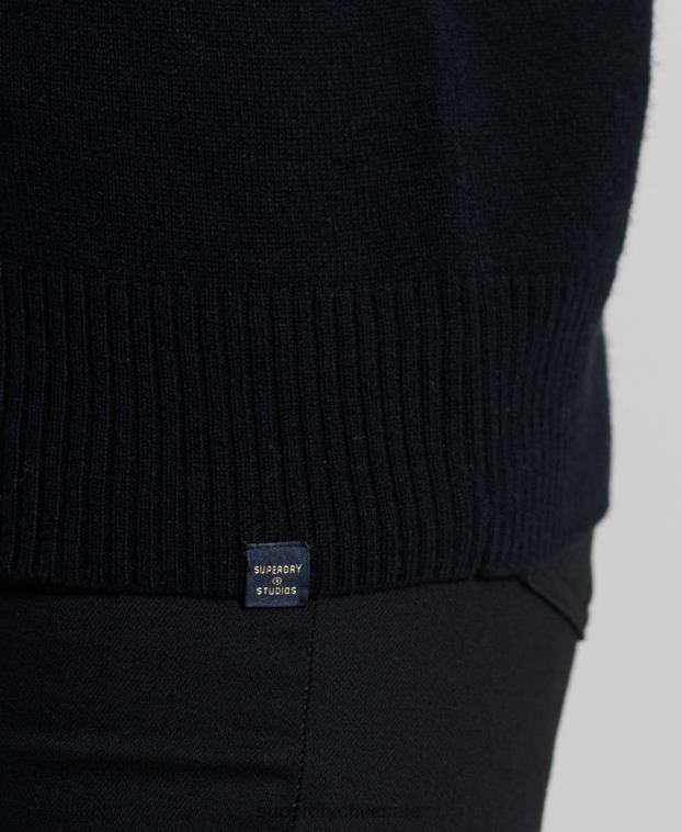mujer Superdry negro suéter con cuello vuelto 2R68Z4029