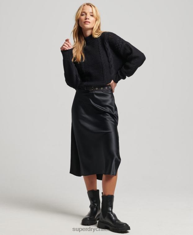 mujer Superdry negro suéter tejido con cuello redondo 2R68Z6529