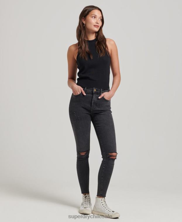 mujer Superdry negro top de punto con cuello redondo en merino 2R68Z3018