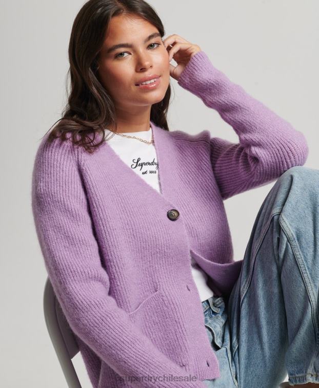 mujer Superdry púrpura cárdigan supersuave esencial 2R68Z3968