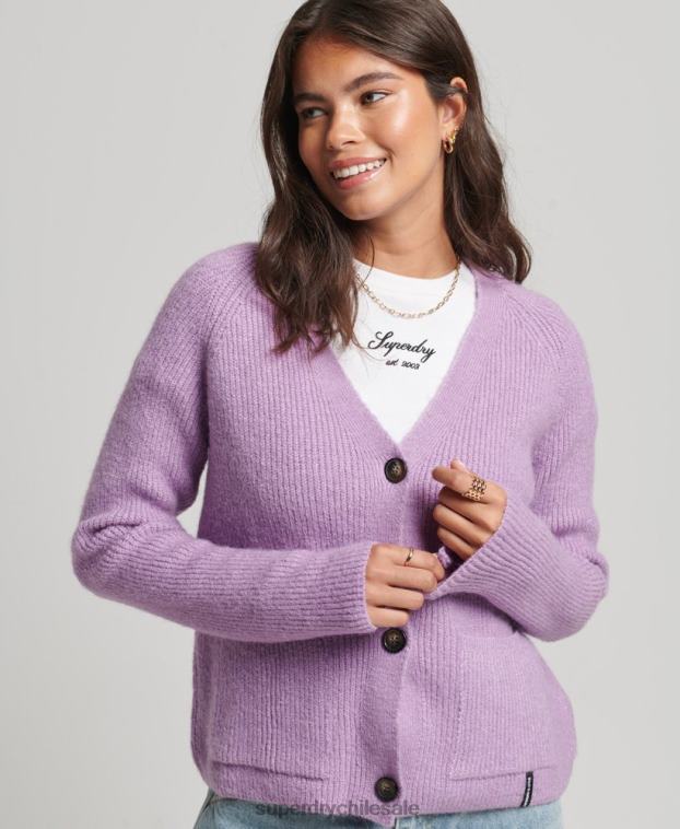 mujer Superdry púrpura cárdigan supersuave esencial 2R68Z3968