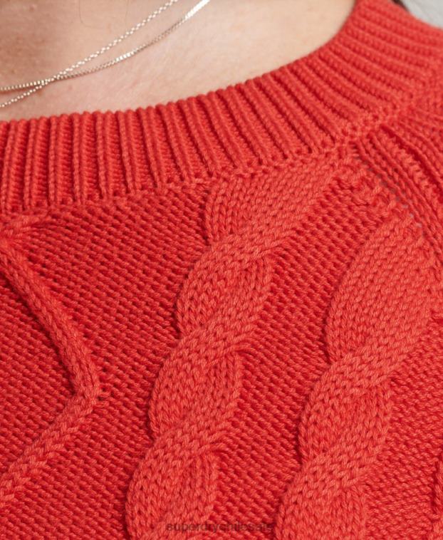 mujer Superdry rojo jersey de ochos de algodón 2R68Z4038