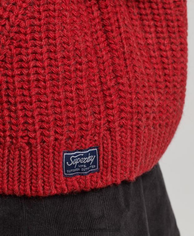 mujer Superdry rojo jersey de punto con cuello vuelto y costuras holgadas 2R68Z3969
