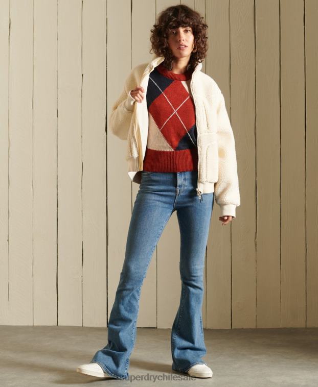mujer Superdry rojo suéter con cuello redondo estampado 2R68Z4011