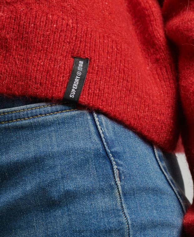 mujer Superdry rojo suéter vintage esencial con cuello alzado 2R68Z3987