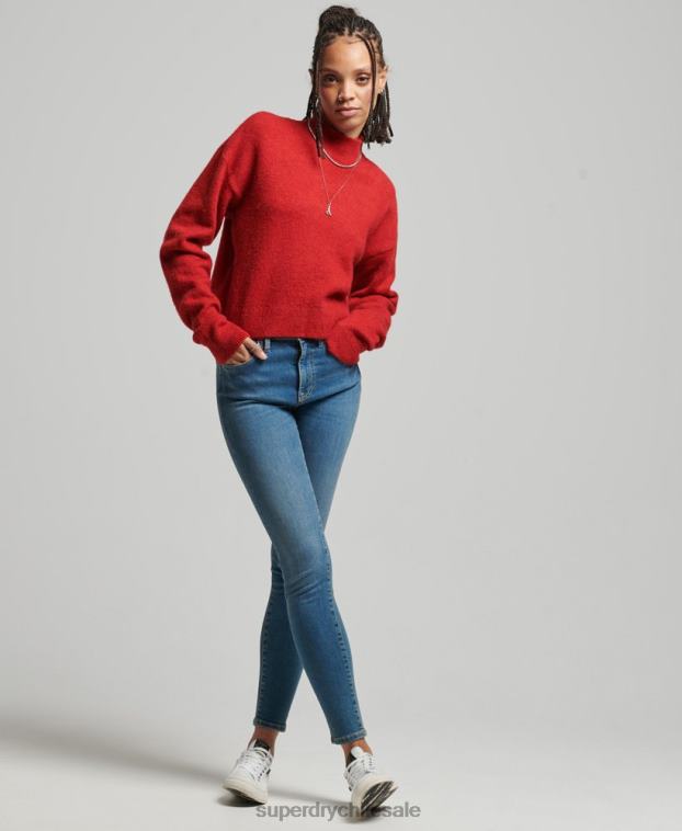 mujer Superdry rojo suéter vintage esencial con cuello alzado 2R68Z3987