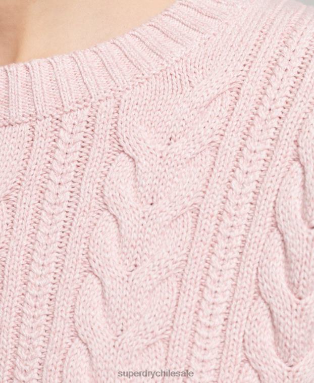 mujer Superdry rosa jersey de ochos con hombros caídos y cuello redondo 2R68Z3970