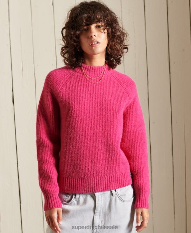 mujer Superdry rosa suéter con cuello redondo en mezcla de alpaca 2R68Z6670