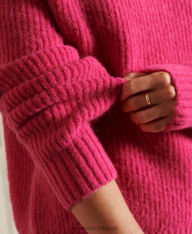mujer Superdry rosa suéter con cuello redondo en mezcla de alpaca 2R68Z6670