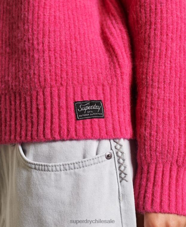 mujer Superdry rosa suéter con cuello redondo en mezcla de alpaca 2R68Z6670