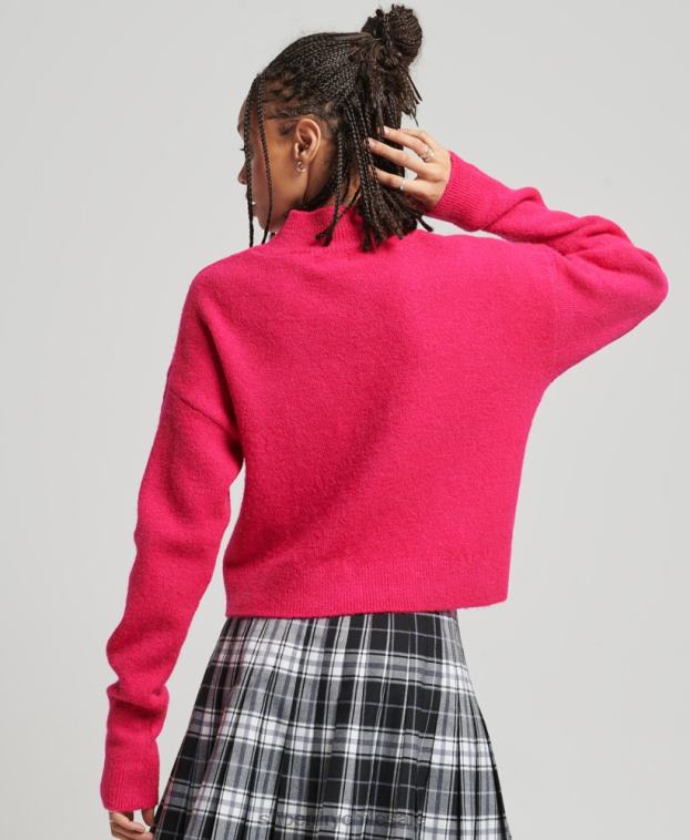 mujer Superdry rosa suéter vintage esencial con cuello alzado 2R68Z3997