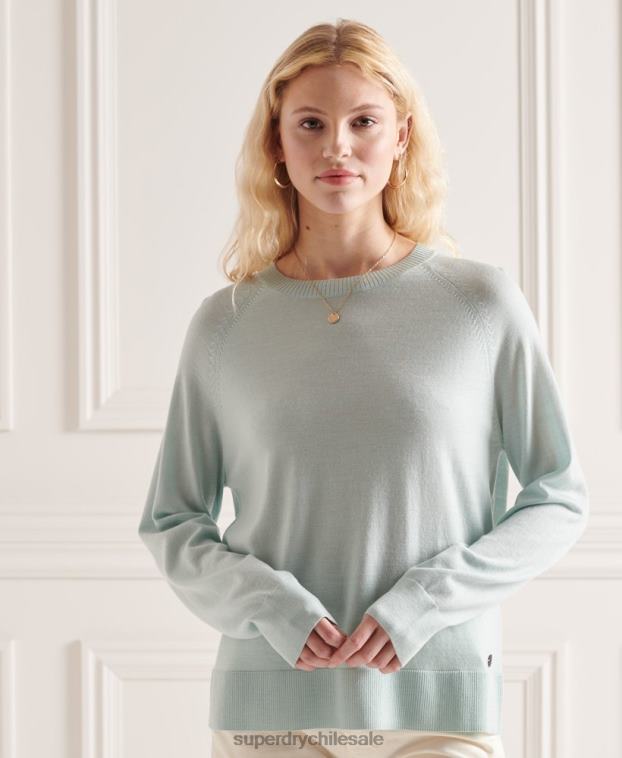 mujer Superdry verde jersey de lana merina 2R68Z6641