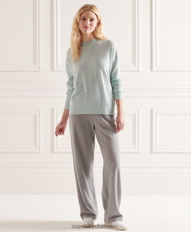 mujer Superdry verde jersey de merino con cuello alzado 2R68Z6653