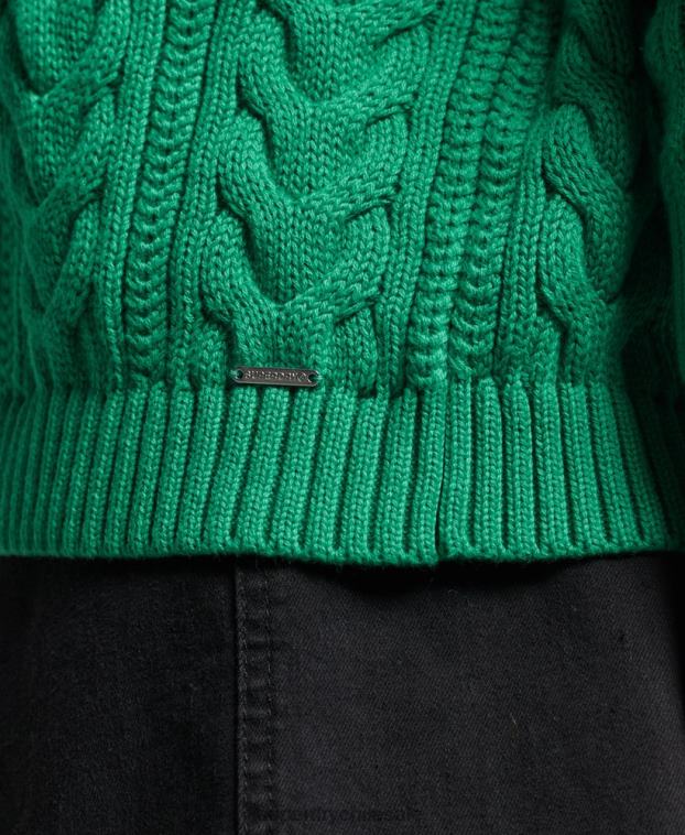 mujer Superdry verde jersey de ochos con hombros caídos y cuello redondo 2R68Z3993