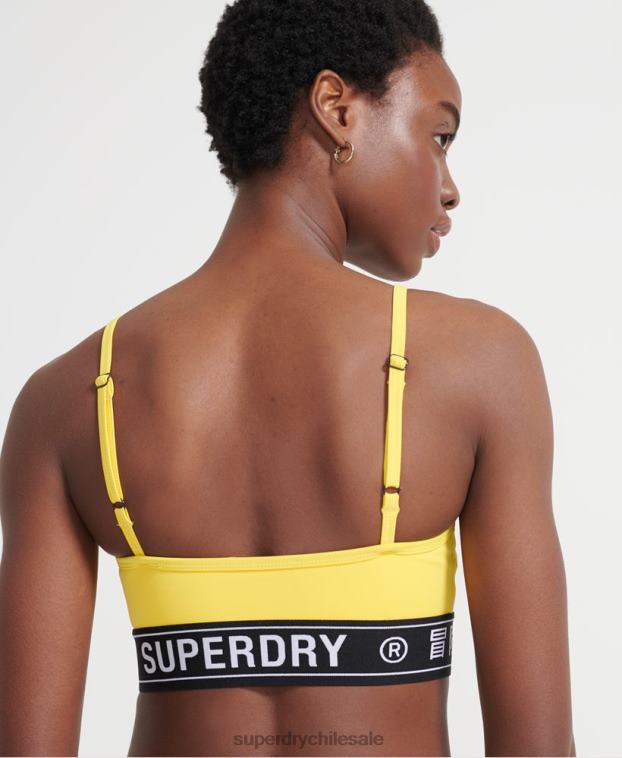 mujer Superdry amarillo sujetador deportivo con logo 2R68Z4210
