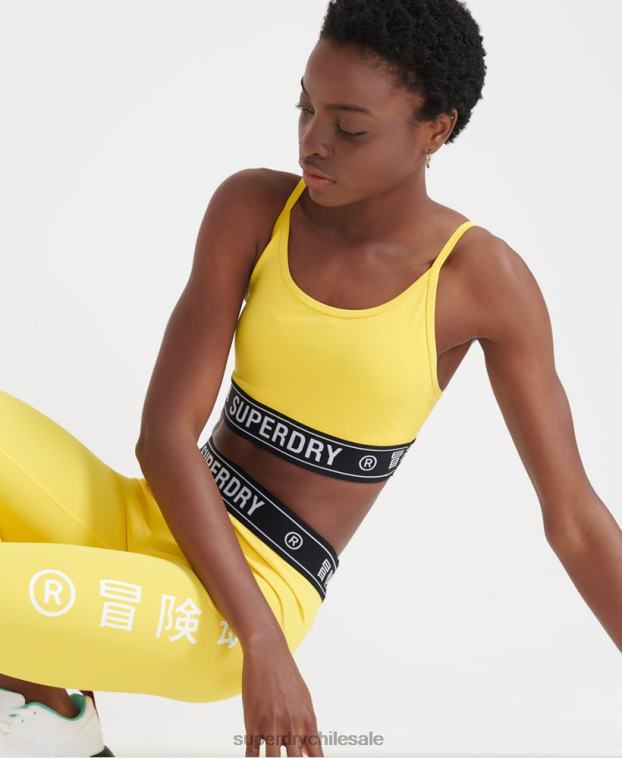 mujer Superdry amarillo sujetador deportivo con logo 2R68Z4210