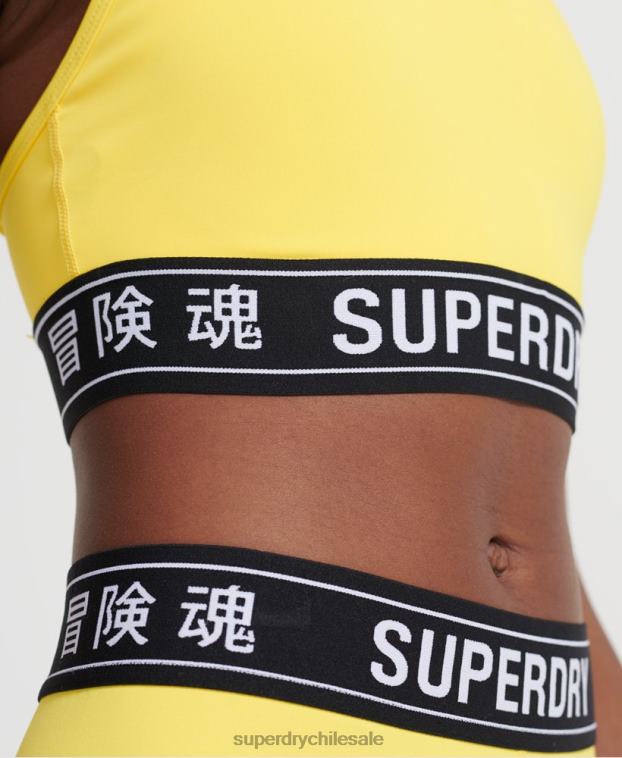 mujer Superdry amarillo sujetador deportivo con logo 2R68Z4210