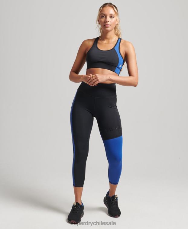 mujer Superdry azul oscuro sujetador asimétrico de entrenamiento 2R68Z6335