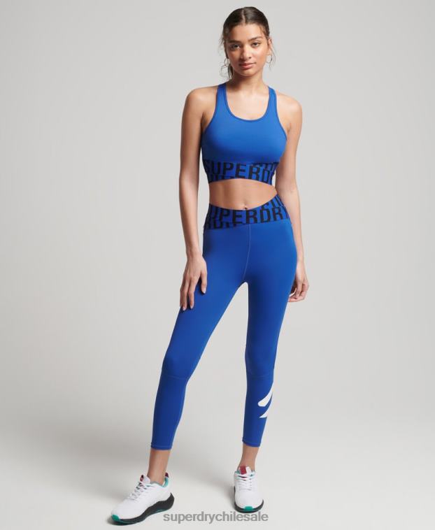 mujer Superdry azul sujetador cruzado de entrenamiento 2R68Z6319