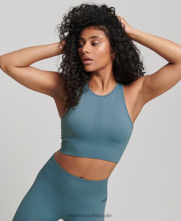 mujer Superdry azul sujetador de impacto medio sin costuras Core 2R68Z4178