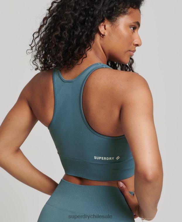 mujer Superdry azul sujetador de impacto medio sin costuras Core 2R68Z4178