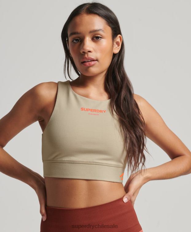 mujer Superdry beige sujetador deportivo con núcleo de algodón orgánico 2R68Z4175
