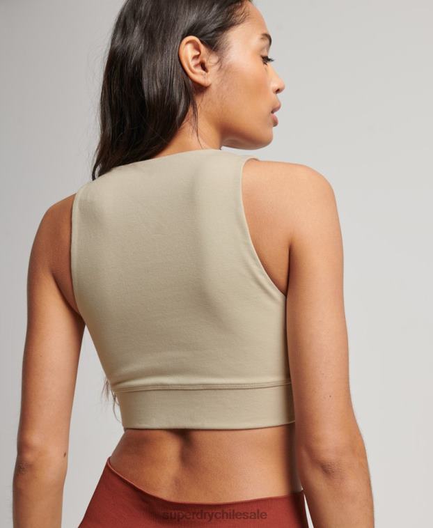 mujer Superdry beige sujetador deportivo con núcleo de algodón orgánico 2R68Z4175