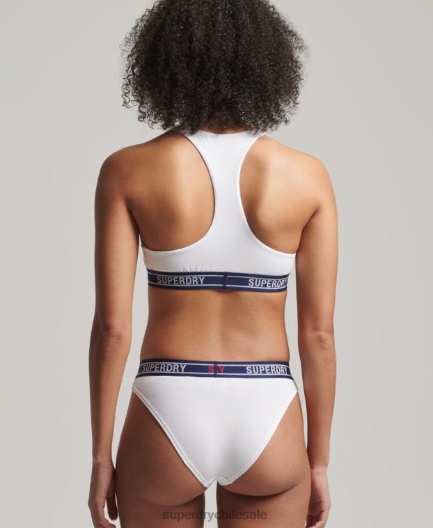 mujer Superdry blanco braguitas de bikini de algodón orgánico con varios logos 2R68Z6627