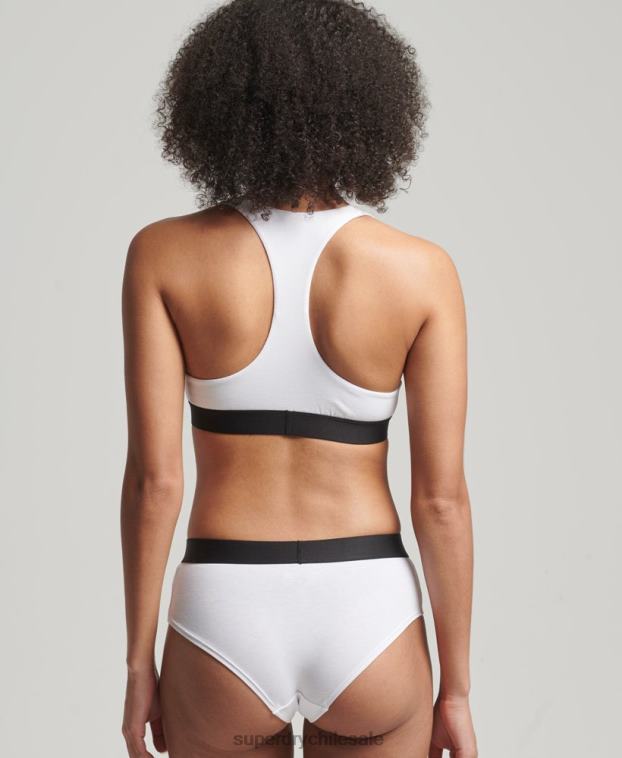 mujer Superdry blanco calzoncillos hipster de algodón orgánico con logo grande 2R68Z4276