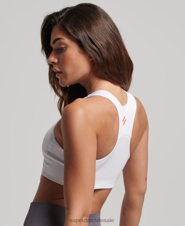 mujer Superdry blanco sujetador activo central 2R68Z4176
