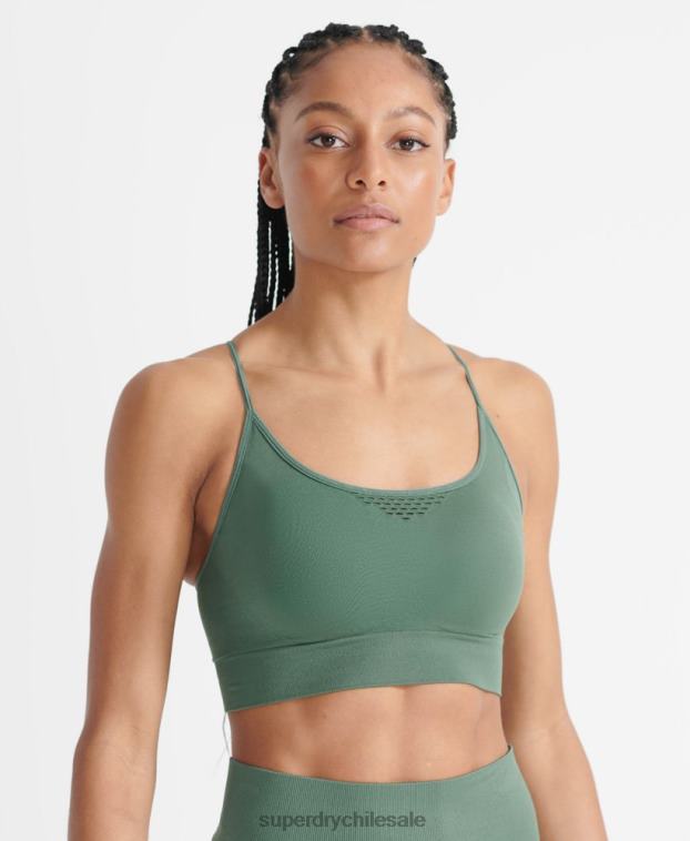 mujer Superdry caqui sujetador deportivo de entrenamiento sin costuras 2R68Z6351