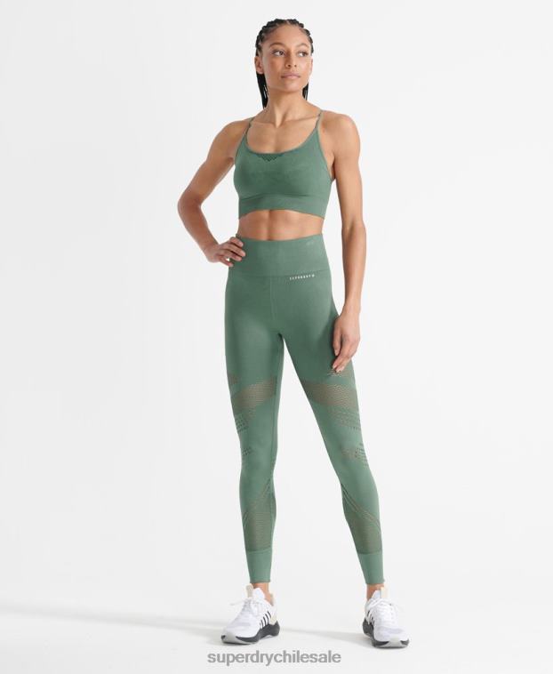 mujer Superdry caqui sujetador deportivo de entrenamiento sin costuras 2R68Z6351