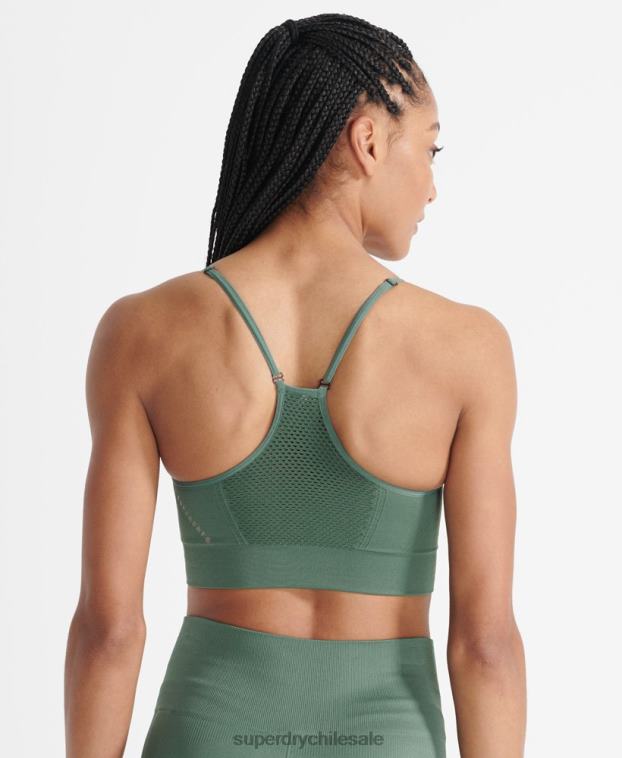 mujer Superdry caqui sujetador deportivo de entrenamiento sin costuras 2R68Z6351