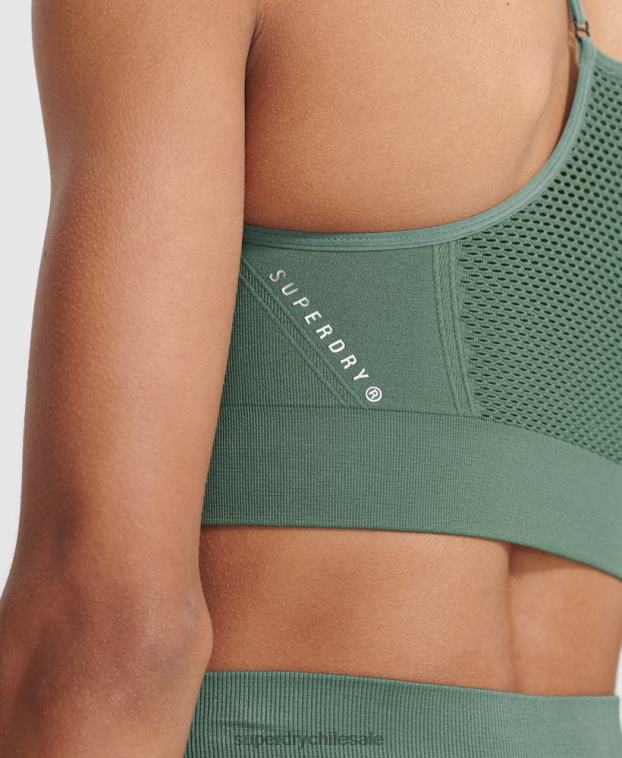 mujer Superdry caqui sujetador deportivo de entrenamiento sin costuras 2R68Z6351