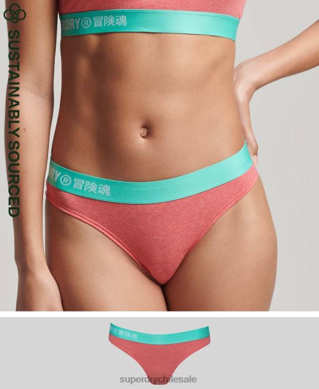 mujer Superdry coral braguitas de bikini de algodón orgánico con logo 2R68Z6566