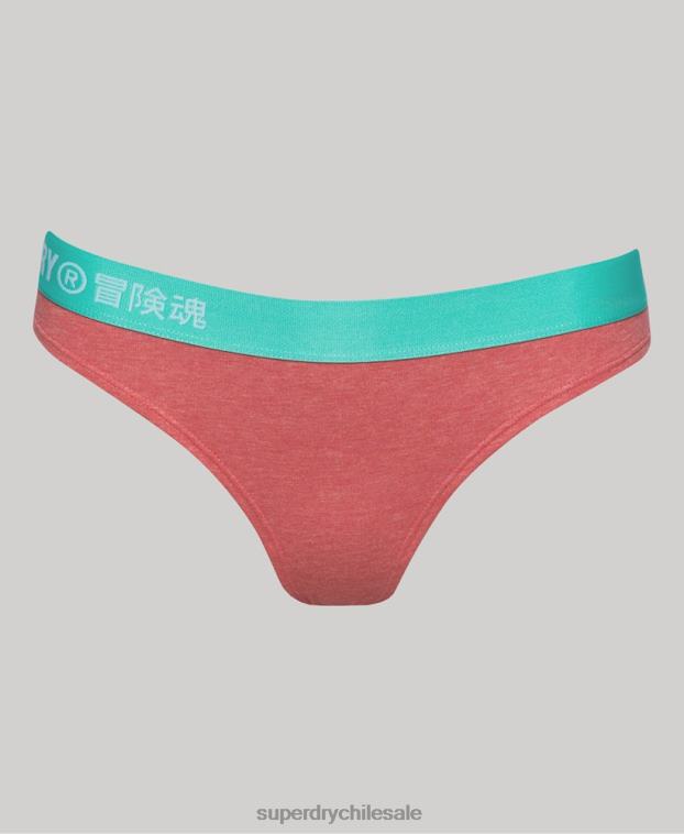 mujer Superdry coral braguitas de bikini de algodón orgánico con logo 2R68Z6566