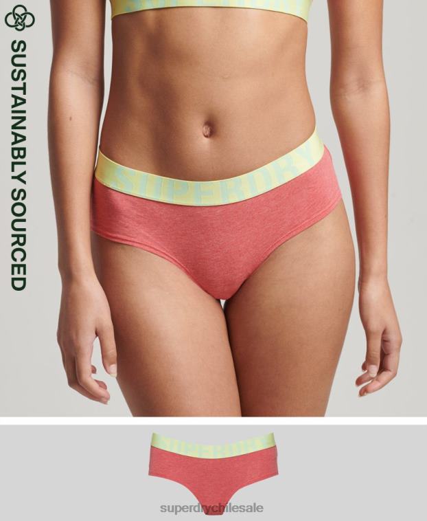 mujer Superdry coral calzoncillos hipster de algodón orgánico con logo grande 2R68Z4319